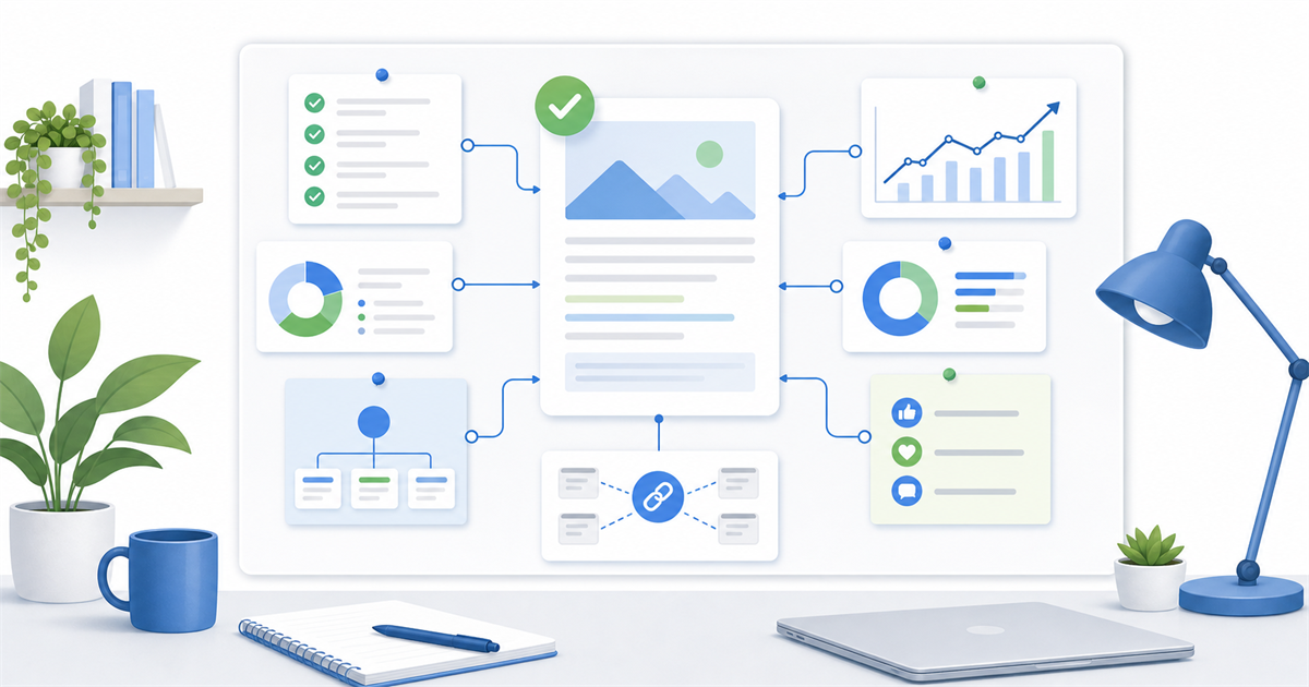 ブログ記事をいつリライトするかをSearch Console・Analytics・X反応から判断するイメージ