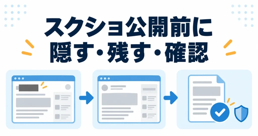 ブログのスクリーンショットを公開する前に、隠す情報と残す画面を確認する図解